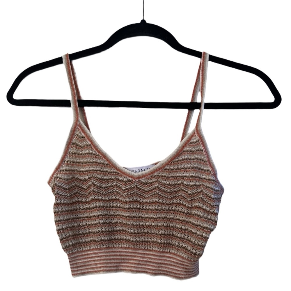 Intermix Striped Knit Crop Top - petite / XS